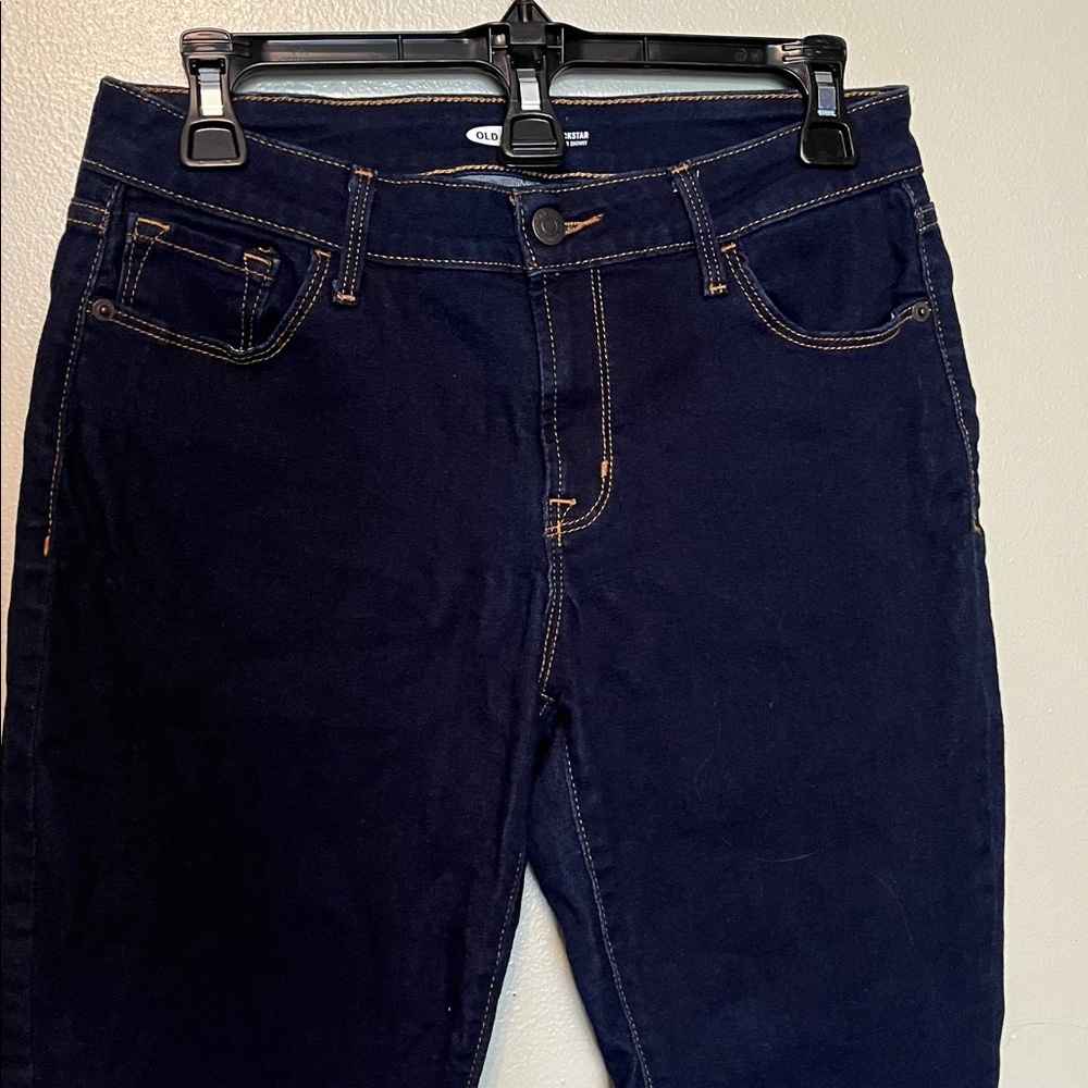 Old Navy Rockstar Super Skinny Women's Deep Indigo Jeans, midrise - Picture 3 of 7